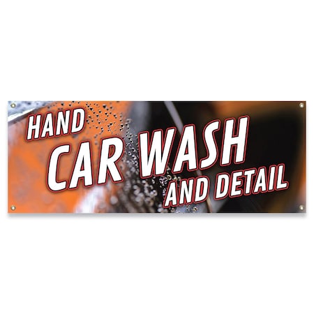 Signmission Hand Car Wash and Detail Banner Concession Stand Food Truck Single Sided B-30079